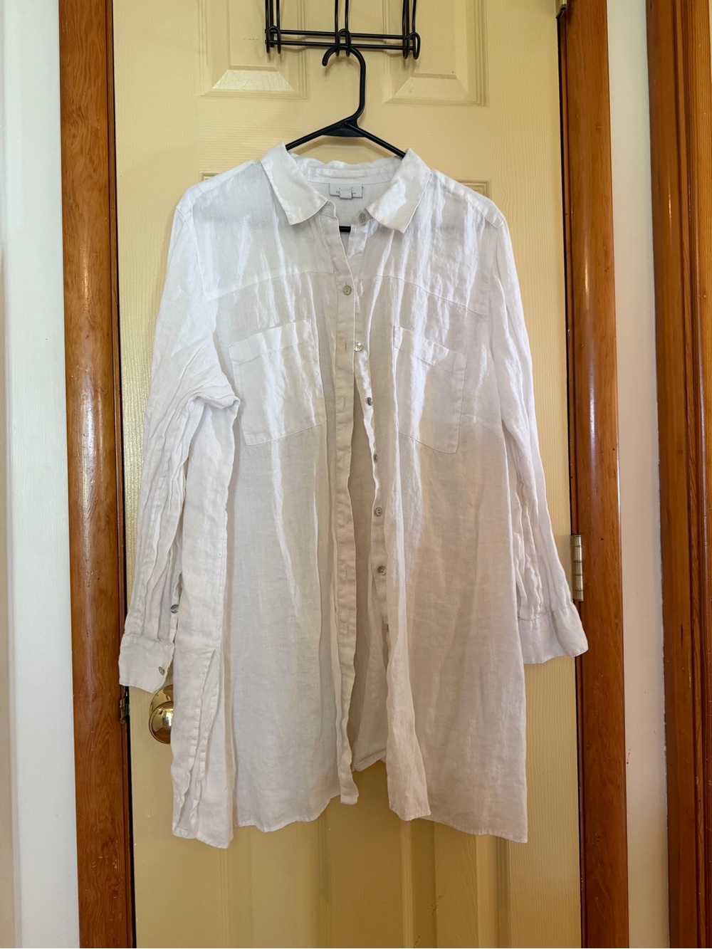 J. Jill White Linen Button-Front Shirt Jacket